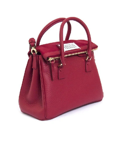 Shop Maison Margiela Red Calf Leather Medium 5ac Tote Bag In Rosso