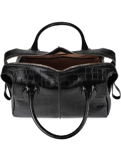 Shop Tod's D-styling Crocodile Print Leather Handbag In Black