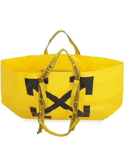 Shop Off-white Printed Tote Bag In Yellow