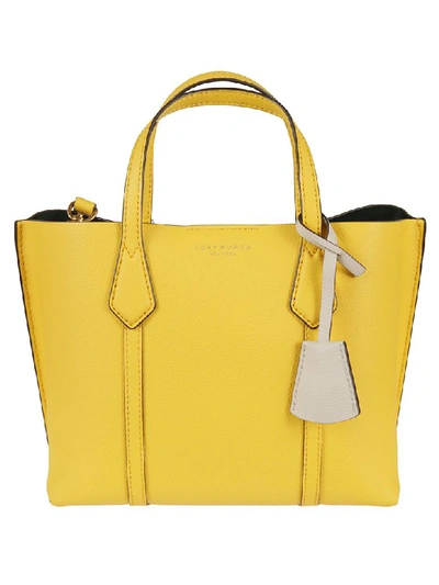 Shop Tory Burch Perry Small Triple-compartment Tote In Lemon Drop