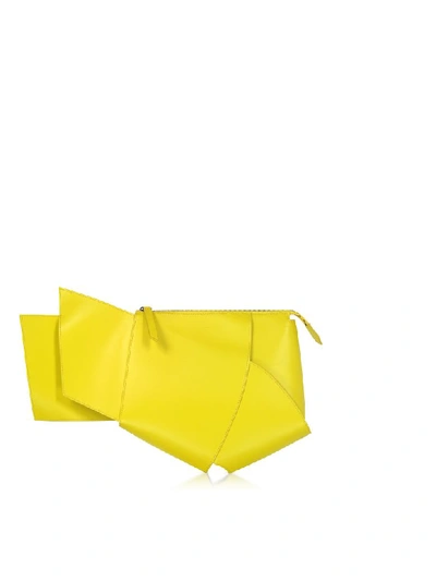Shop Giaquinto Ava Leather Clutch In Lime
