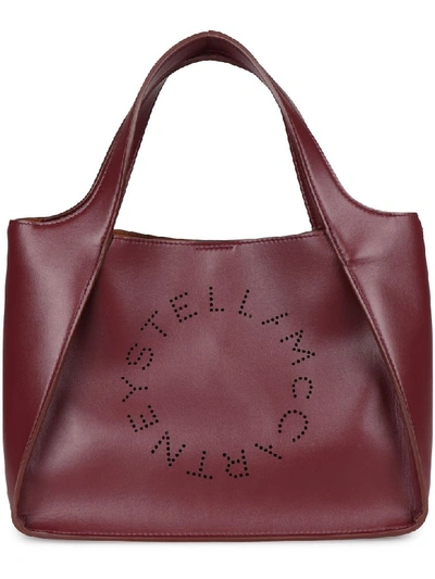 Shop Stella Mccartney Logo Detail Tote Bag In Burgundy