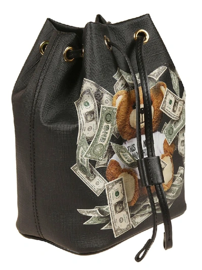 Shop Moschino Dollar Bear Bucket Bag In Black