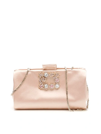 Shop Roger Vivier Soft Flowers Clutch In Danza (pink)