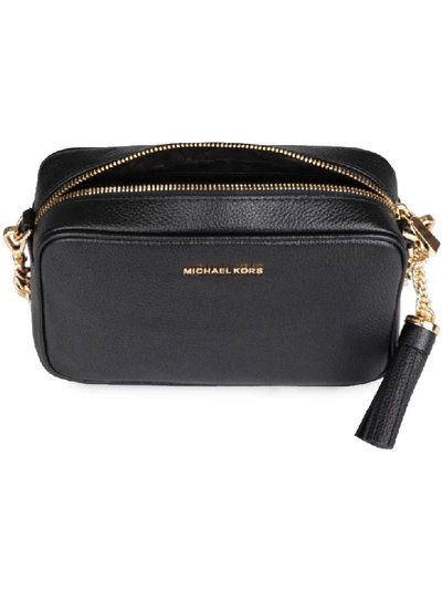 Shop Michael Michael Kors Ginny Leather Crossbody Bag In Black