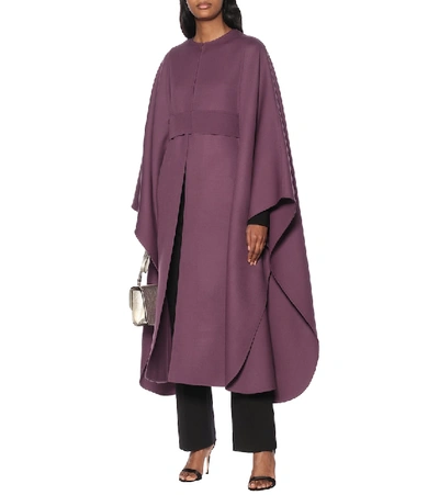 Shop Valentino Wool Cape In Purple