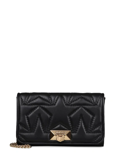 Shop Jimmy Choo Helia Clutch Quilted Leather Shoulder Bag In Black