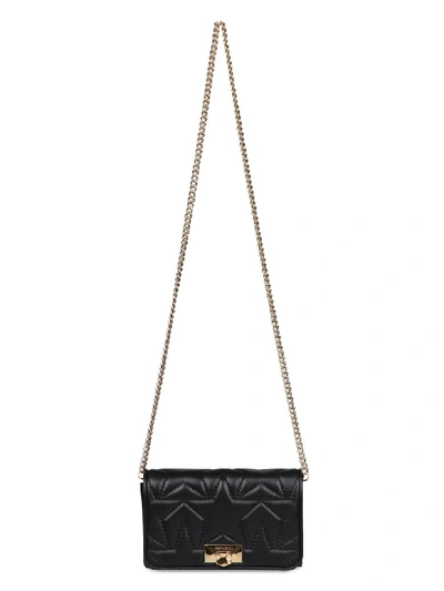 Shop Jimmy Choo Helia Clutch Quilted Leather Shoulder Bag In Black