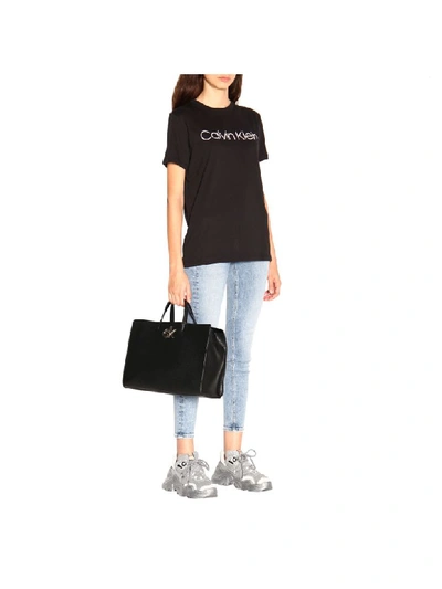 Shop Calvin Klein Bag In Hammered Ecological Leather In Black