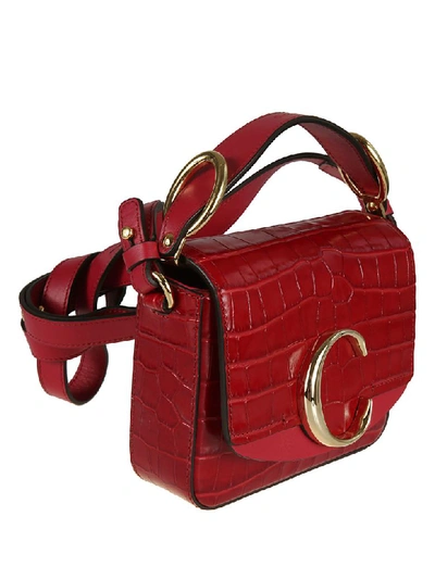 Shop Chloé C Mini Shoulder Bag In Dusky Red