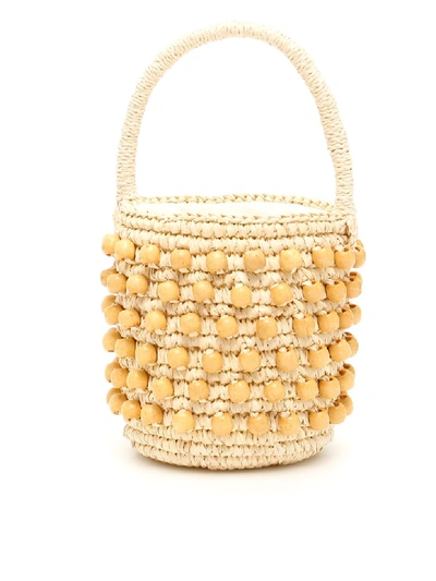 Shop Sensi Studio Mini Wicker Bucket Bag In Natural (beige)