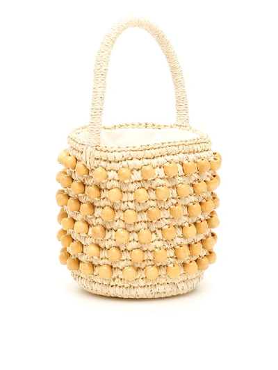 Shop Sensi Studio Mini Wicker Bucket Bag In Natural (beige)