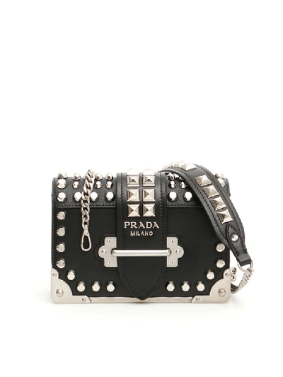 Shop Prada Studded Cahier Bag In Nero (black)