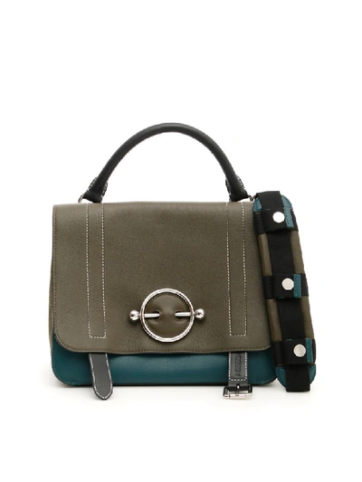 Shop Jw Anderson Tricolor Disc Satchel Bag In Khaki (black)