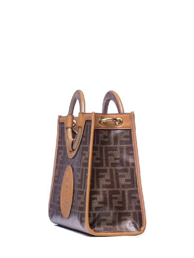 Shop Fendi Runaway Shopper Bag In Mogano Panna Caramel