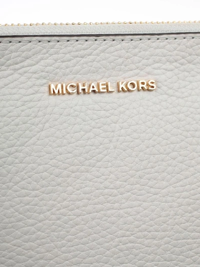 Shop Michael Michael Kors Jet Set Lg Dbl Pouch Xbody In Optic White