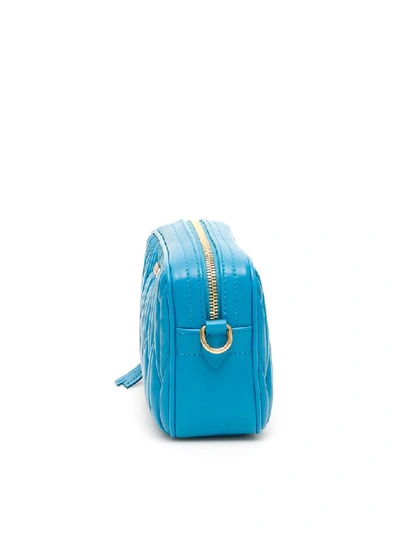 Shop Miu Miu Matelassé Nappa Camera Bag In Voyage (light Blue)