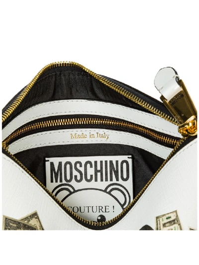 Shop Moschino Dollar Teddy Bear Clutch Bag In Bianco