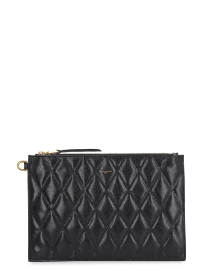 Shop Givenchy Gv3 Leather Flat Pochette In Black