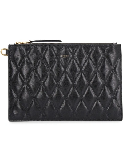 Shop Givenchy Gv3 Leather Flat Pochette In Black
