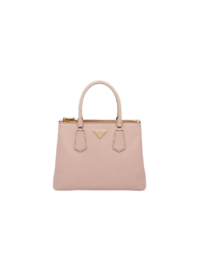 Shop Prada Galleria Internal Double Zip Bag In Powder