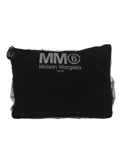 Shop Mm6 Maison Margiela Mm6 Large Tulle Clutch Bag In Black