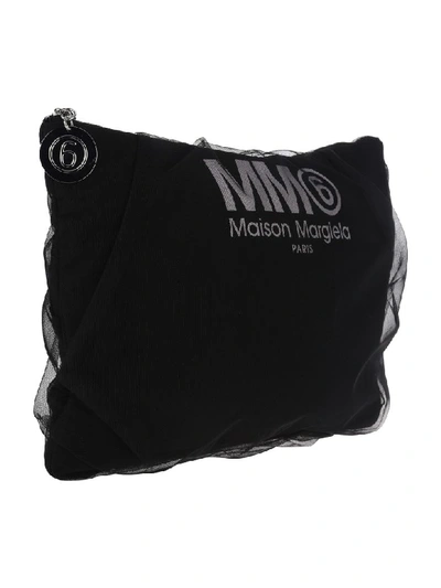 Shop Mm6 Maison Margiela Mm6 Large Tulle Clutch Bag In Black