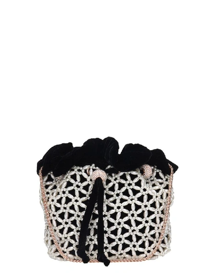 Shop Sophia Webster Emmie Pearl Shoulder Bag In Black Velvet