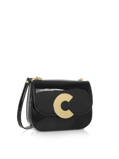Shop Coccinelle Craquante Rock Medium Patent Leather Shoulder Bag In Black