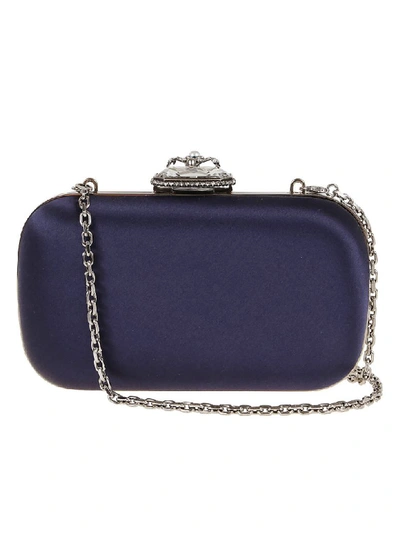 Shop Alexander Mcqueen Box Clutch Spider In Night Blue