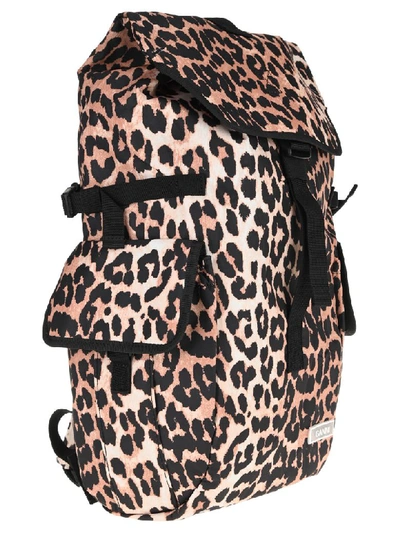 Shop Ganni Tech Fabric Backpack In Leopard Print