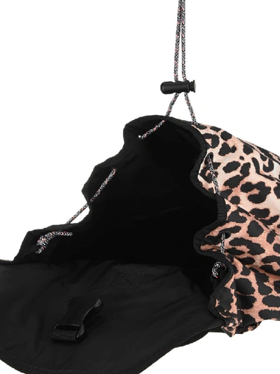Shop Ganni Tech Fabric Backpack In Leopard Print
