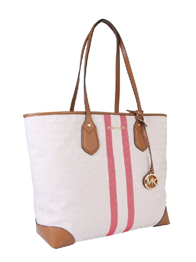 Shop Michael Michael Kors Eva Tote Bag In Bianco