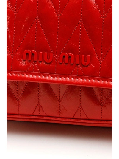 Shop Miu Miu Quilted Shine Calfskin Bag In Rosso (red)