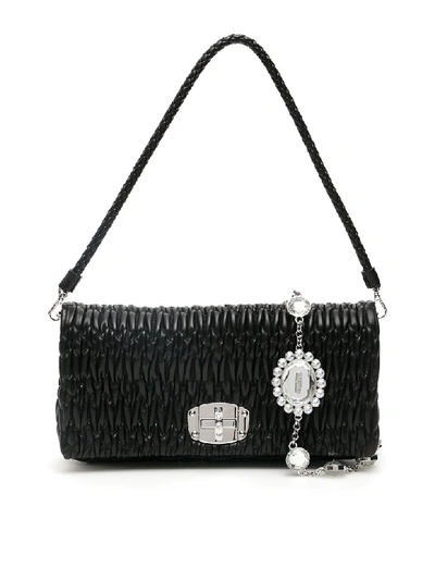 Shop Miu Miu Nappa Miu Crystal Bag In Nero (black)