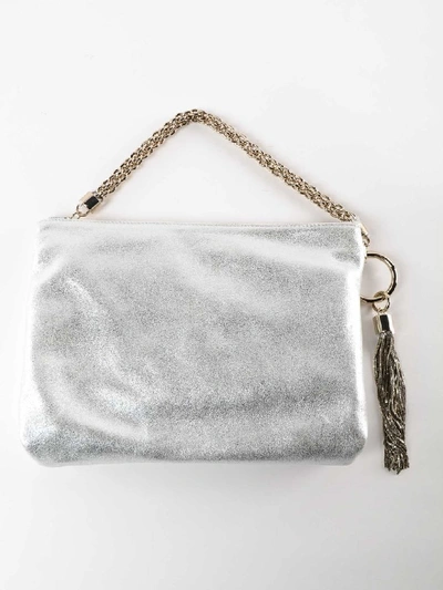 Shop Jimmy Choo Metallic Leather Bag In Silver