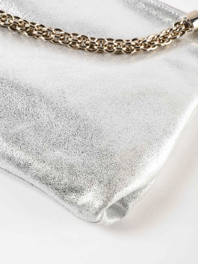 Shop Jimmy Choo Metallic Leather Bag In Silver