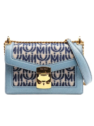 Shop Miu Miu Confidential Bag Jacquard In Zhw Corda/blu+astrale