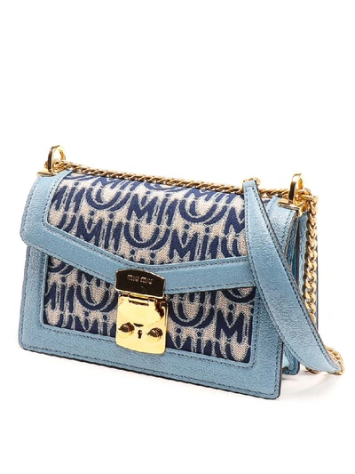 Shop Miu Miu Confidential Bag Jacquard In Zhw Corda/blu+astrale