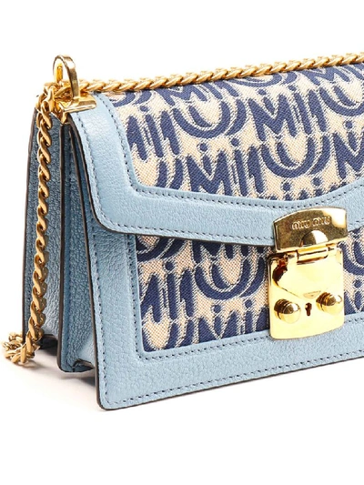 Shop Miu Miu Confidential Bag Jacquard In Zhw Corda/blu+astrale