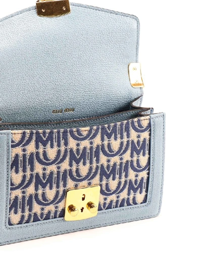Shop Miu Miu Confidential Bag Jacquard In Zhw Corda/blu+astrale