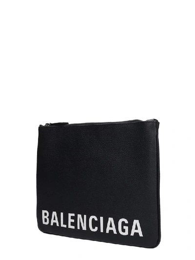 Shop Balenciaga Ville Pouch Clutch In Black Leather