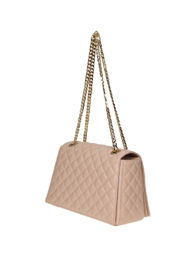 Shop Balmain Signet Bag Shoulder Bag In Matelasse Leather Nude Color