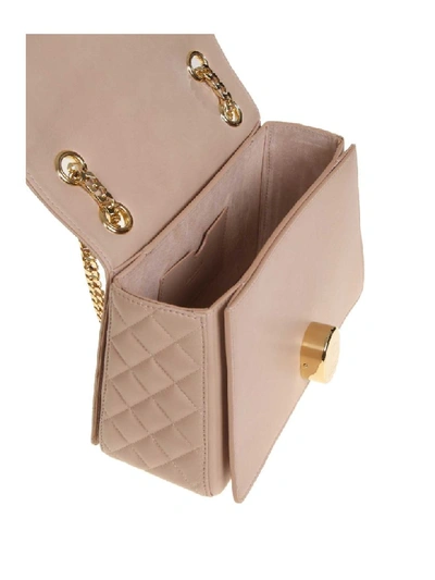 Shop Balmain Signet Bag Shoulder Bag In Matelasse Leather Nude Color