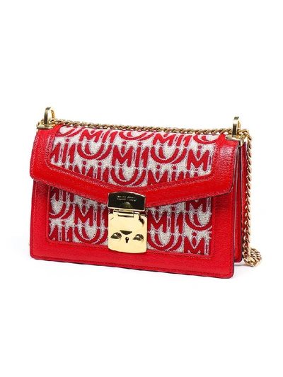Shop Miu Miu Confidential Bag Jacquard In Zfb Corda/rosso