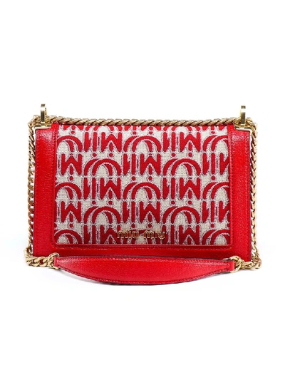 Shop Miu Miu Confidential Bag Jacquard In Zfb Corda/rosso