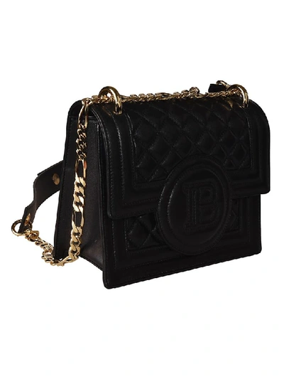 Shop Balmain Quilted Shoulder Bag In Black