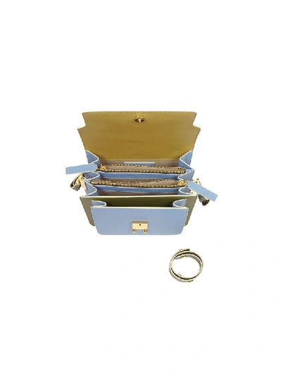 Shop Marni Color Block Saffiano Leather Mini Trunk Bag In Green