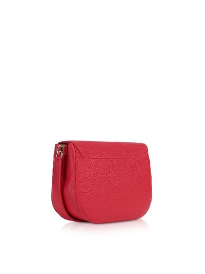 Shop Furla Genuine Leather Sleek Mini Crossbody Bag In Strawberry Red