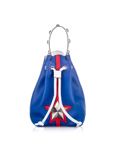 Shop Les Jeunes Etoiles Blue And Red Leather Vega Bucket Bag